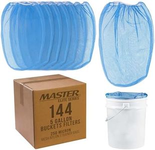 Master Elite 5 Gallon Paint & Liquid Strainer Filter Bag with Pure Blue Fine Nylon Mesh, Pack of 144 - Used in 5 Gallon Buckets, Disposable Filtering Bag, Elastic Top Opening - Hydroponics, Gardening