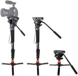 Famall Monopod with Feet, Coman Professional Video Camera Monopod with Tripod Stand 70.6 inch Max Load 22 Lbs for Cameras, Canon, Nikon, Sony, DSLR, Video Camcorder