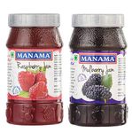 Manama Raspberry Fruit Jam and Mulberry Fruit Jam, 500GMS Each, Pack of 2