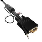 rhinocables VGA Cable & Audio Jack Combined 3.5mm Stereo for SVGA Display Monitor, Sound Speaker Superior Gold Plated Lead for Projectors HDTVs Displays CCTV Laptop Whiteboard 3m