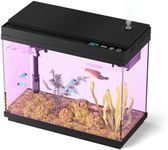 Xyingshine Fish Tank Smart Aquarium Kit: 2.5Gal Auto-Humidifying with Intelligent Mist Spray, Ultra-Quiet Silent Pump, Multi-Layer Filtration System, 7 Color Lights&LED Display-Desktop Decor for Room