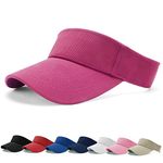 BLURBE Sun Visor Cap - Women Ponytail Baseball Cap, Washed Outdoor Trucker Hat Plain Dad Cap, Adjustable Twill Golf Tennis Visor Hats for Men Rose Pink, 1-2