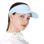 Blue Sun Visors for Women and Girls, Long Brim Thicker Sweatband Adjustable Hat for Golf Cycling Fishing Tennis Running Jogging and other Sports