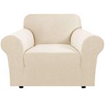 H.VERSAILTEX Stretch Chair Sofa Slipcover 1-Piece Couch Armchair Cover Furniture Protector Fit Chair Width Up to 48 Inches Soft with Elastic Bottom for Kids(One Seater Chair, Biscotti Beige)