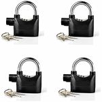 iWin Advance Alarm Security Lock with Electronic Touch Siren Alarm Lock for Home/Door/Bike/Cars/Office Safety Lock (Pack of 4) Black Safety Lock (Black)