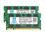 PC2-5300 DDR2 667 mhz Type RAM,DDR2 667MHz SODIMM 4GB Kit (2GBX2) 2Rx8 PC2-5300S-555 CL5 200-Pin Non-ECC Notebook Laptop Memory Modules