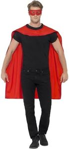 Smiffys Cape, Rouge, avec masque pour les yeux