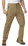 TBMPOY Men's Lightweight Hiking Travel Pants 5 Zip Pockets Stretch Quick Dry Work Pant Cargo Outdoor Camping Fishing, Khaki, 30