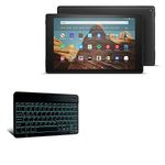 BoxWave Keyboard Compatible with Amazon Fire HD 10 (9th Gen 2019) - SlimKeys Bluetooth Keyboard - with Backlight, Portable Keyboard w/Convenient Back Light - Jet Black