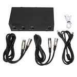 2 Channel 48V Phantom Power Supply, Universal Compact Phantom Power Professional Iron Shell Phantom Power with XLR Cable to Connect Audio Interface for Music Recording Equipment