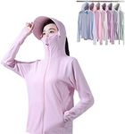 CHERSE Woman Sun Protection Hoodie Jacket Lightweight UPE50+ Sun Blocking Coat with Pocket Long Sleeve Shirt Hiking Outdoor, Pink, X-Large