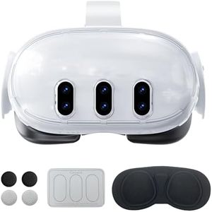 DUXICEPIN Accessories for Meta Quest 3, Protective Shell Cover for Oculus Quest 3, VR Accessories Included Transparent Shell Cover, Lens Tempered Glass Protector, Protective Lens Cover, Joystick Caps.