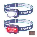 EverBrite Headlamp, 2 Pack Kids Headlamp with Red Light and Memory Function, Head Lamp for Adults and Kids with 8 Modes, Bright Headlamps for Camping, Running, Batteries Included