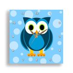 3dRose Janna Salak Designs Cute Blue Owl on Light Blue Background Wall Clock, 10 by 10-Inch