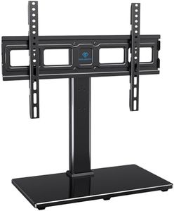 PERLESMITH Swivel Universal TV Stand Mount for 32-80 Inch LCD OLED Flat/Curved Screen TVs up to 99lbs-Height Adjustable Table Top TV Stand/Base with Tempered Glass Base&Wire Management,VESA 600x400mm
