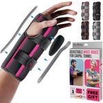 DR. BRACE Adjustable Wrist Brace Night Support for Carpal Tunnel, FSA & HSA Eligible, Doctor Developed, Upgraded with Double Splint & Therapeutic Cushion, Hand Brace for Pain Relief, Injuries, Sprains (S/M Right Hand, Black-Pink)