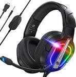 Fachixy「2024 New」FC200 Gaming Headset for PS4/PS5/PC/Xbox/Nintendo Switch, PS4 Headset with Microphone, 3.5mm Gaming Headphones with RGB Light