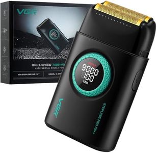 VGR 377 Foil Shaver for Men, Electric Razor for Shaving Face with Double Foil, 21-Speed 9000 RPM Motor Bald Shavers LED Display Titanium Foils, Barber Supplies (Black), Men's Gifts