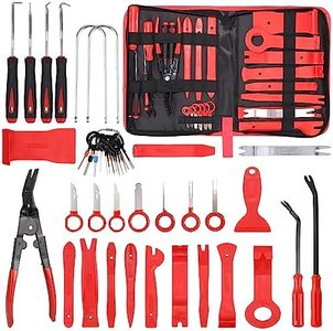 Birshe 39 Pezzi Kit Smontaggio Pannelli Auto, Riparazione Auto Pry Strumento con custodia, Nylon Smontaggio Attrezz per Riparazione Ricambio per Auto Porta Pannello, Radio, Cruscotto Auto (Rosa）