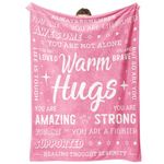 Get Well Soon Gifts for Women, Warm Hug Blanket with Inspirational Words, Feel Better After Surgery Gifts, Cancer Care Gifts for Women, Comfort Soft Healing Blanket 60"x50", Pink