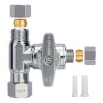 Brass Angle Stop Add-A-Tee Valve, 3/8 x 3/8 x 1/4 Compression Tee Valve,Feed Water Adapter for Refrigerators, Ice maker, Reverse Osmosis,RO Water Filter Systems, 3 Way Diverter Water Line Splitter