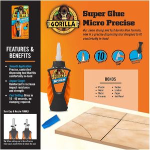 Gorilla Super Glue Micro-Precise 5g – Fast Setting, Precision Applicator