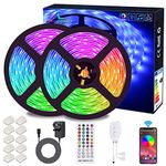 ALED LIGHT Bluetooth LED Strip 10M Waterproof Lights Music Sync Color Changing RGB 12V 5050 Cuttable Sticky Lights with Remote&App Control Lights for Bedroom Outdoor Party TV Kitchen Kit(2x5m)