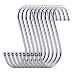 10Pcs S Hooks Heavy Duty 9cm S Shaped Hooks Stainless Steel S Hanging Hangers S Hook Multi Purpose Large Metal Hook for Pans Pots Towels Clothes Bags Potted Plants Storage in Kitchen Office Bathroom