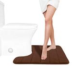 Yimobra Memory Foam Toilet Bath Mat U-Shaped, Soft and Comfortable, Super Water Absorbent, Non-Slip, Machine Wash and Easy to Dry for Bathroom Commode Contour Rug, 24 X 20 Inches, Brown