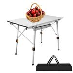 EFAN Camping Tables Rollup Picnic Table with Height Adjustable Legs, Collapsible Table Aluminium Outdoor Folding Table for Beach Fishing Garden BBQ, 90x53x45/68cm