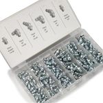 NEIKO 50463A Grease Fitting Assortment | 110 Piece | SAE | Straight and Angled Zerk Kit | A3 Steel | for Angled Grease Guns, Bearing Housings, Mechanical Component Lubrication