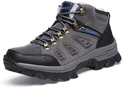 Asifn Men's Boots Winter High Top Snow Boots Leather Outdoor Hiking Mid Trekking Shoes Gray(45/46 EU,27.5 cm Heel to Toe