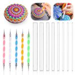 Mandala Art Dotting Tools, 13 Pcs Rock Painting Kit Mandala Ball Stylus Dotting Tools Nail Art Pens Acrylic Rods Paint Tray Dotting Tools for DIY Stone Drawing Polymer Clay Pottery Craft