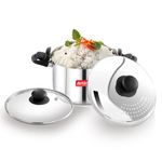 Avias Stainless Steel Cookware Pasta, Noodle Strainer Pot with Lid - 3.7 Litre/Rice, Veggies Stainer Pot, Handle with Lock/Induction Base