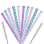 Reusable BPA-Free Tritan Hard Plastic Glitter Straws,11 Inch Long Thick Unbreakable Straws for Tumblers Mason Jar Yeti Tervis,Drinks or Wine,with 2 Cleaning Brushes, Dishwasher Safe(Multicolor 10 pcs)