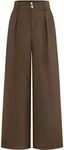 BTFBM Women Wide Leg Dress Pants 2025 High Waisted Button Pleated Business Casual Trousers Office Work Palazzo Pants(Coffee, Large)