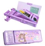 Alokik Enterprise Plastic Multifunctional Magic World Lock Compass Box For Girls, Kids Pencil Box For Boys & Girls, Magnetic & Password Lock Compass Box, Girl Theme Return Gifts (Purple)