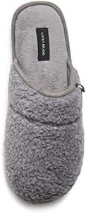 Lucky Brand Mens Sherpa Memory Foam Scuff Slippers, Slip On House Bedroom Slipper, Warm Indoor Slide, Grey, Large