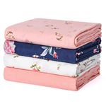 Momcozy Muslin Swaddle Blanket Baby Girl Newborn, 4 Pack Large Wrap Swaddle Blankets Soft Silky Breathable (70% Bamboo + 30% Cotton), Receiving Blanket, Floral Design