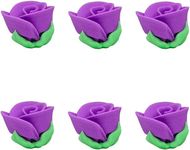 O'Creme Rose Royal Icing Sugar Flower 3/4 Inch High - for Cake Decorating - Decorations for Cakes, Cupcake Toppers - Birthday, Wedding, Valentines, Baby Shower - Set of 6 Lavender