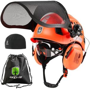 GREEN DEVIL Forestry Chainsaw Safety Helmet with Mesh Face Shield Built-in Visor and Earmuffs 5 in 1 System Vented Arborist Helmet ANSI Z89.1 Hard Hat Logging Garden Work Hardhats for Men Women