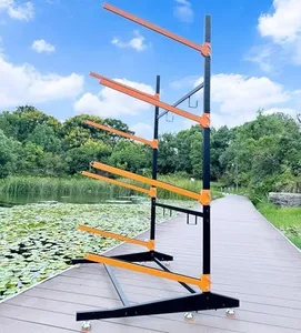 AlloyLake Kayak Storage Rack, Heavy-Duty Outdoor Canoe Rack, Reinforced, Thickened, and Enhanced Rust Resistance, Holds 440 lbs, for Safe Indoor and Outdoor Kayak Storage(4-Tier, Orange)