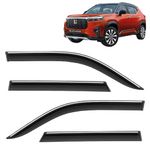 KINGSWAY® Elevate Side Door Visor Car Rain Guard Compatible with Honda Elevate (Year 2023 Onwards) All Model - Chrome Lined Rear Window Wind Deflectors, Polycarbonate, Smoke, Set of 4 Pcs