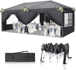 LEADZM 3 x 6 m Tonnelle de Jardin Pliable,Pop-up,Réglable en Hauteur,Protection UV 50+,avec 6 Côtés,Cadres en Acier,Convient pour la Fête, l'extérieur,Patio,Camping,Gris Foncé