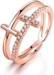 Barzel 18k Rose Gold Plated Cubic Zirconia Double Cross Ring (Rose Gold, 9)