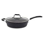 Starfrit The Rock 30cm (12") Non-Stick Jumbo Cooker Pan with Lid - Durable Forged Aluminum - Oven Safe - PFOA Free - Easy to Clean - Black