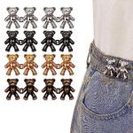 HEAVY DRIVER® 8pcs Cute Bear Button Pins for Jeans Teddy Bear Button Pins Adjustable Waist Buckle for Loose Jeans Pants, Detachable Buttons for Jeans No Need Sewing Waist Tightener Clip (X)