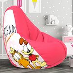 Pi Bean Bags - Bean Bag with Beans Filled - XXXXL - Official: Garfield - for Adults - Max User Height : 5.5 Ft.-Weight : 80 Kgs - Prefilled Bean Bags (Garfield_ARTWORK-13 - Pink)