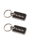 MOXTER Personalized 2 Premium Metal Key Chain, Silver KeyRing with Name engraved, Black Finish (Pack of 2)