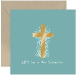 Old English Co. Floral Confirmation Card for Girl or Boy - Green Religious Greeting Card for Confirmation Celebration - Religious Card for Family and Friends | Blank Inside with Envelope